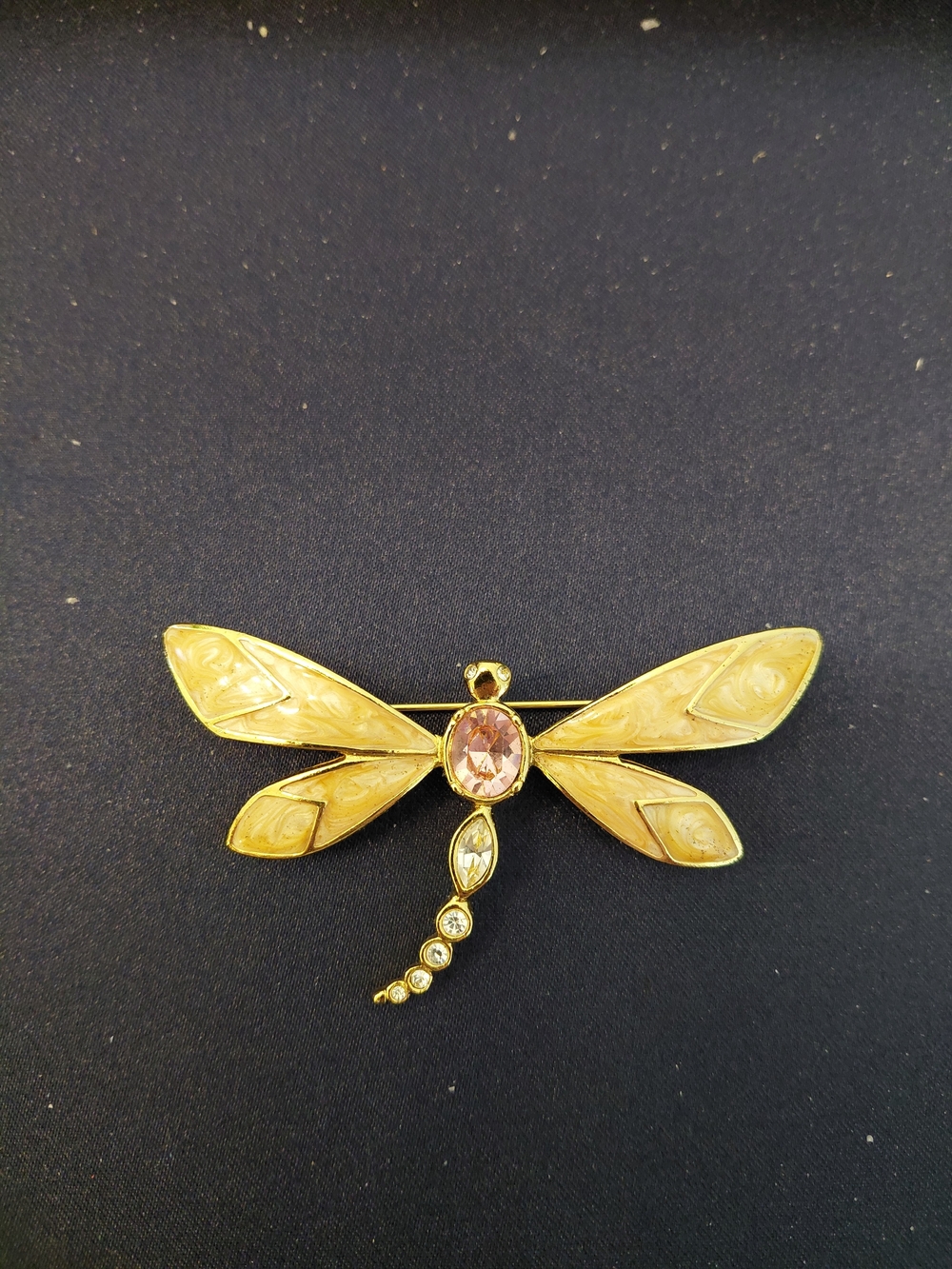 Kenneth Jay Lane Gold-Tone Dragonfly Brooch with Pink Center Stone
